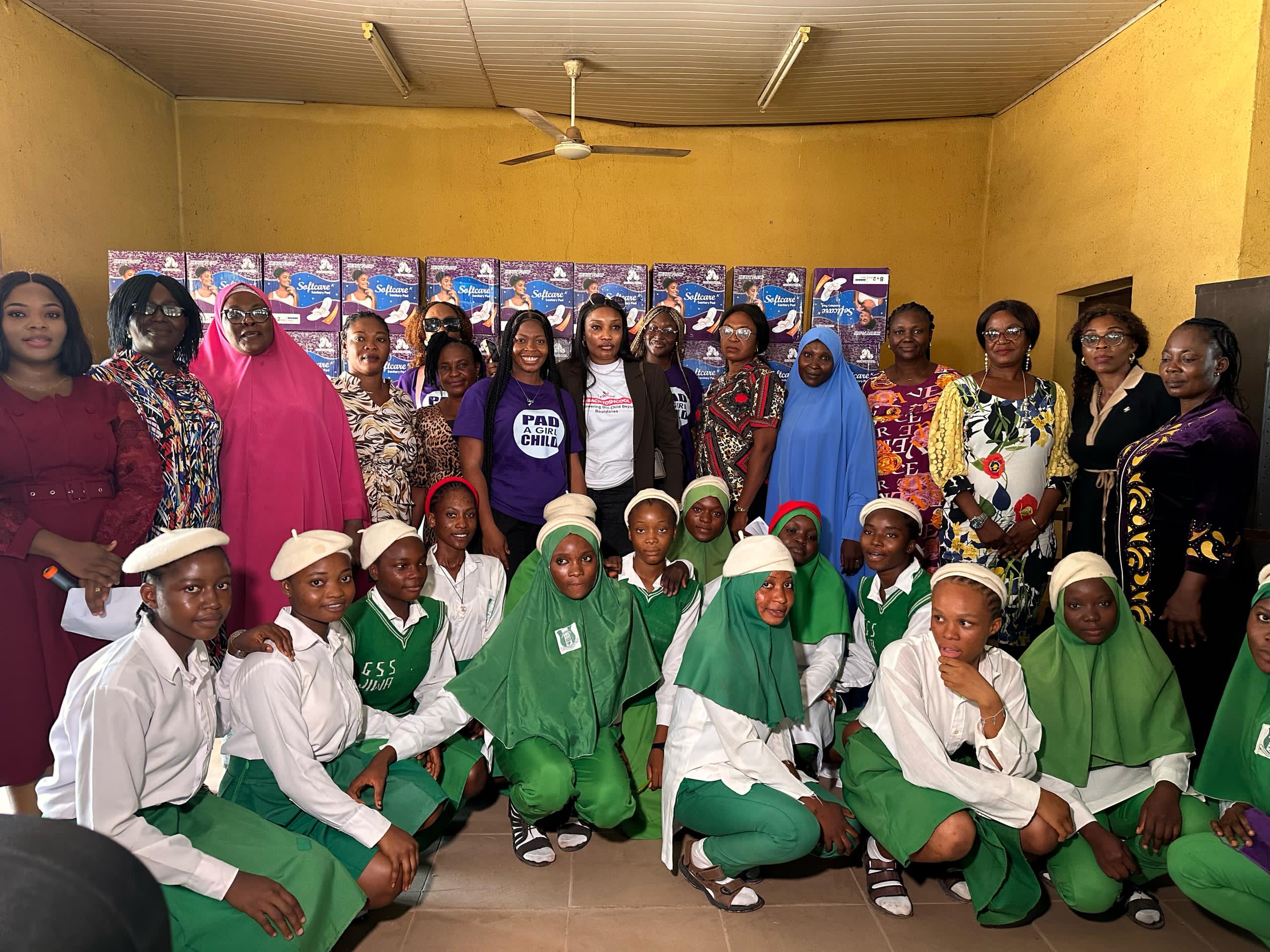 Large group of girls and adults